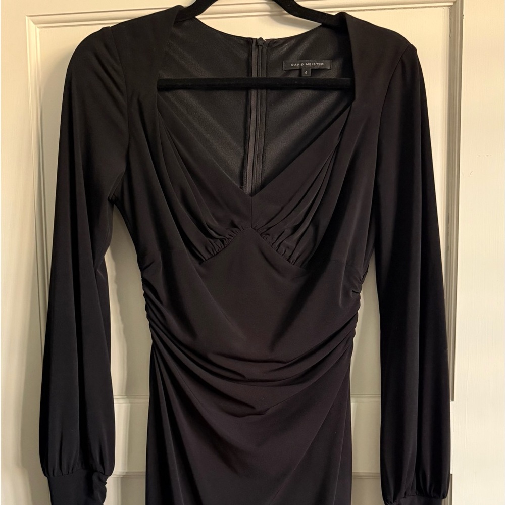 David Meister Black Long Sleeve Dress